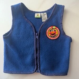 Sesame Street Vintage Elmo Fleece Zip Up Baby Vest Blue 12 Months